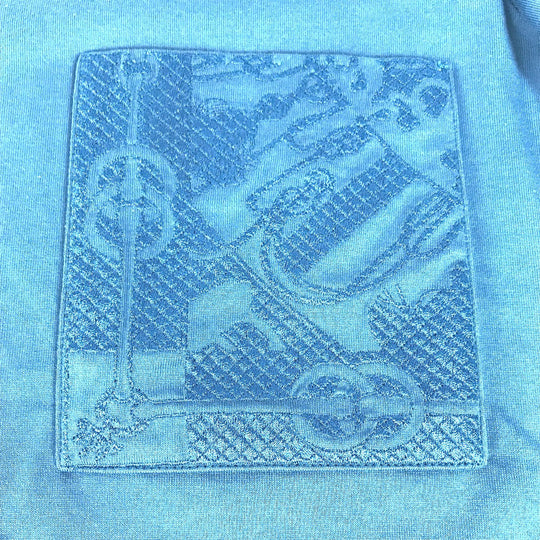 HERMES Short sleeve T-shirt cotton blue apparel tops short sleeves embroidered pocket Women 34 Used Authentic