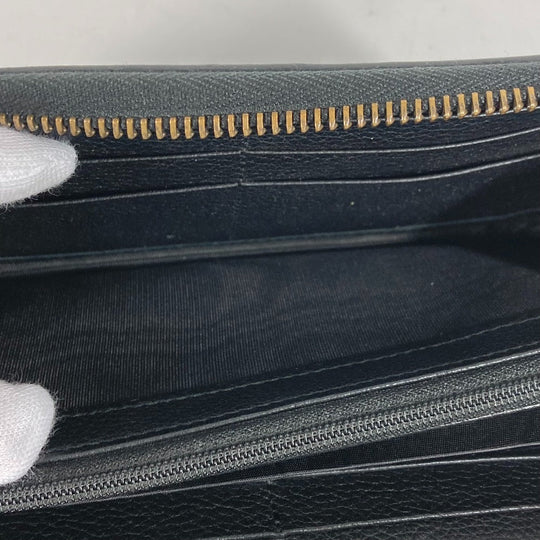 GUCCI Long Wallet Purse 496317 leather black logo mens Used Authentic