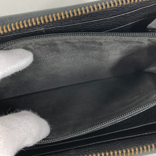 GUCCI Long Wallet Purse 496317 leather black logo mens Used Authentic