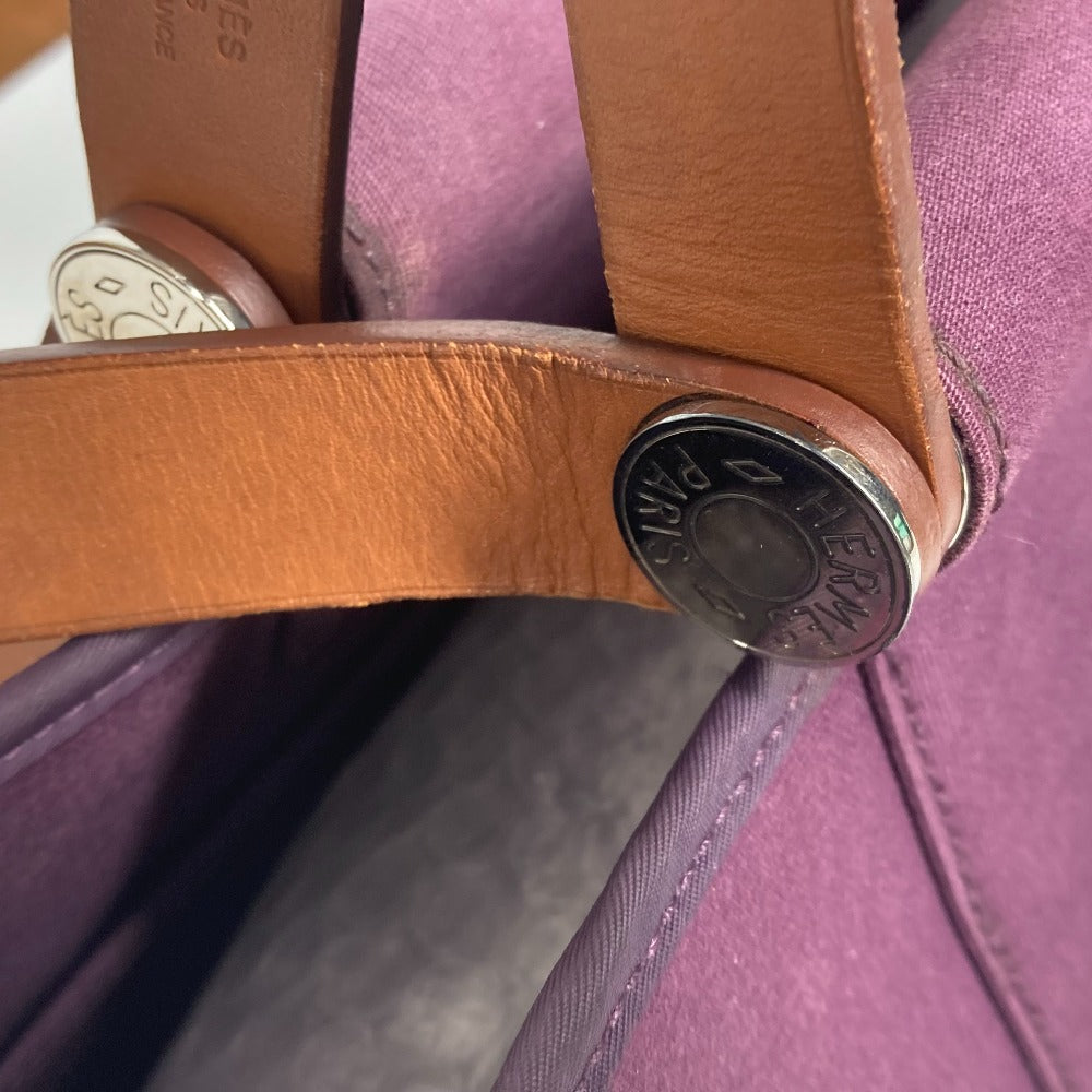 HERMES Tote Bag Leather / canvas purple Kabak Elan PM Women Used Authentic