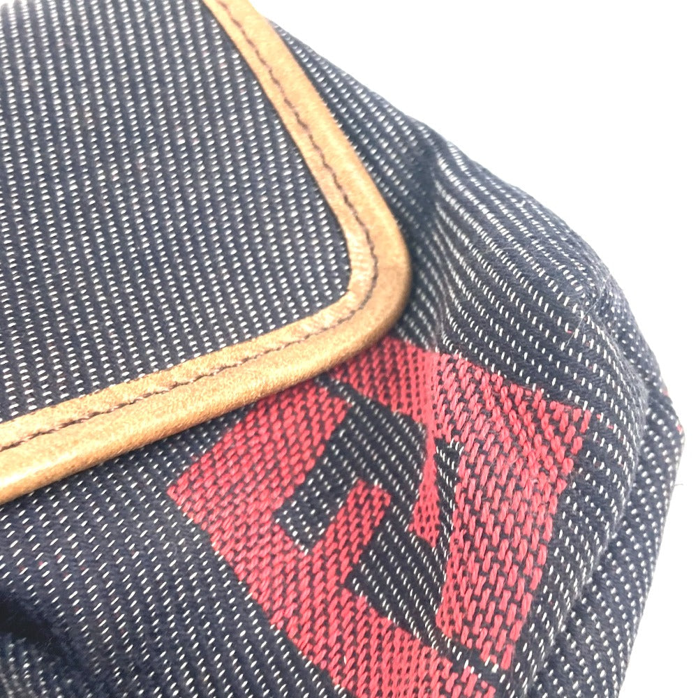 FENDI Sling bag Leather / canvas blue Denim Rainbow logo FF Women Used Authentic