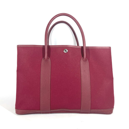 HERMES Shoulder Bag Toile Officier, Negonda Red Garden party PM Women Used Authentic