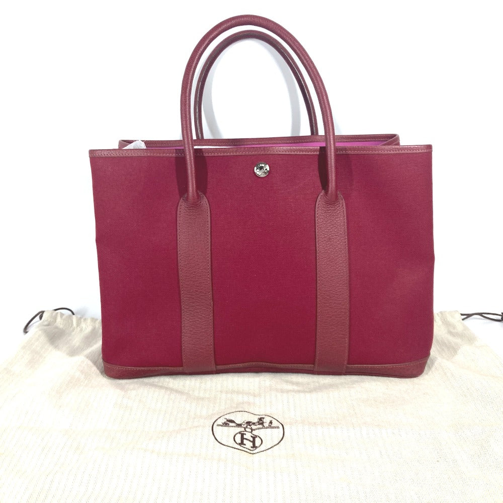 HERMES Shoulder Bag Toile Officier, Negonda Red Garden party PM Women Used Authentic
