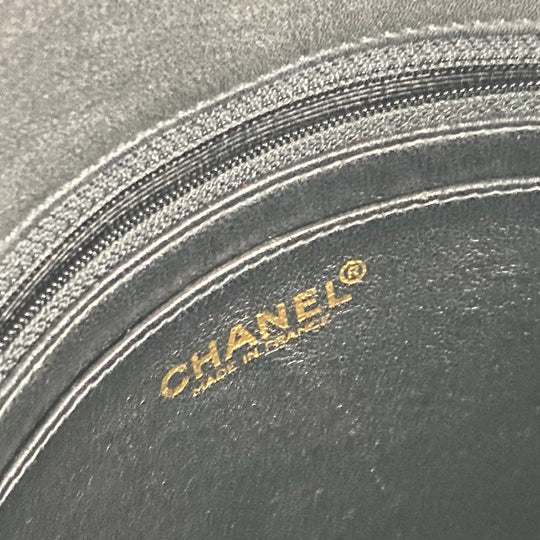 CHANEL Shoulder Bag Calf leather black Wild stitch logo matelass quilting Women Used Authentic