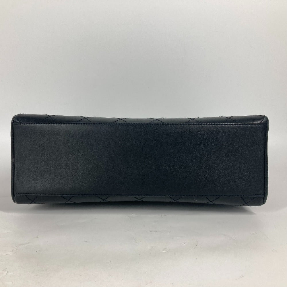 CHANEL Shoulder Bag Calf leather black Wild stitch logo matelass quilting Women Used Authentic