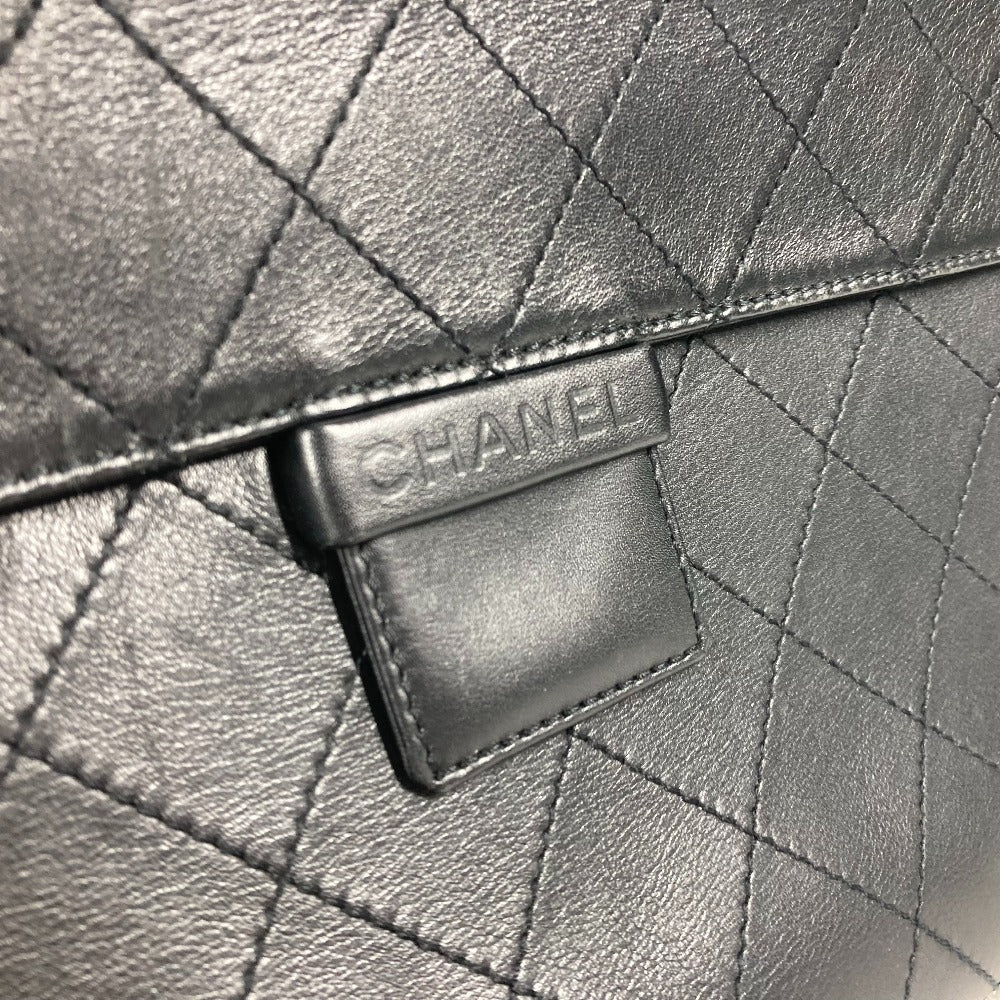 CHANEL Shoulder Bag Calf leather black Wild stitch logo matelass quilting Women Used Authentic