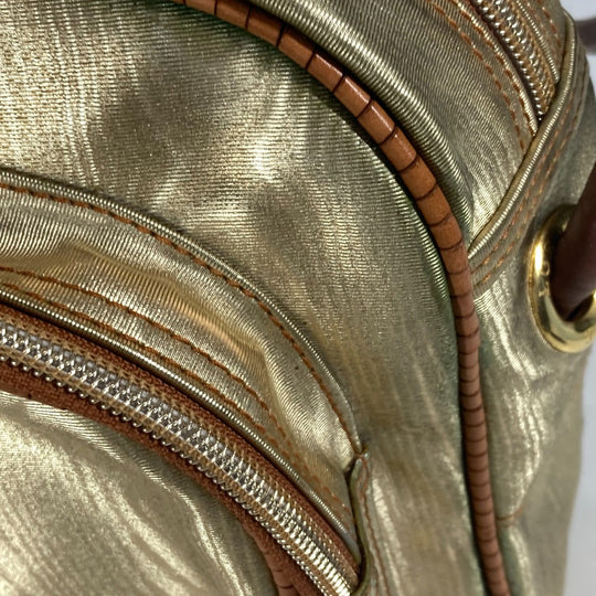 LOEWE Shoulder Bag Leather, Canvas gold vintage anagram Women Used Authentic
