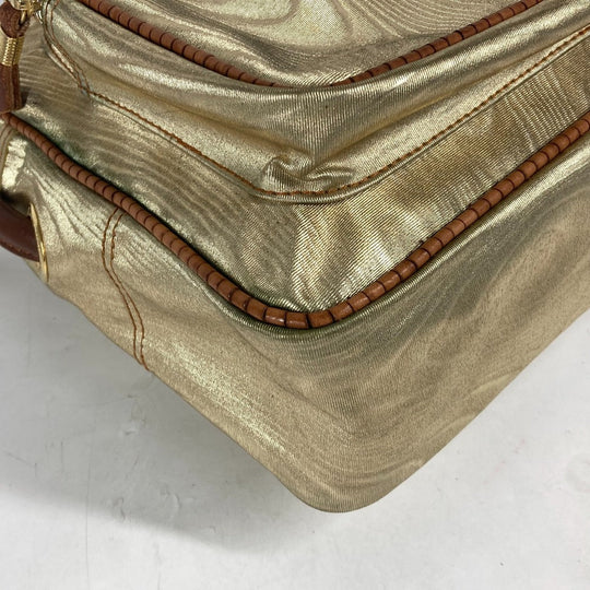 LOEWE Shoulder Bag Leather, Canvas gold vintage anagram Women Used Authentic