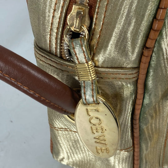 LOEWE Shoulder Bag Leather, Canvas gold vintage anagram Women Used Authentic