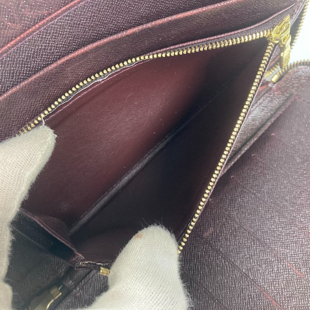 LOUIS VUITTON Long Wallet Purse M30656 Taiga Leather wine-red Taiga Organizer Atoll mens Used Authentic