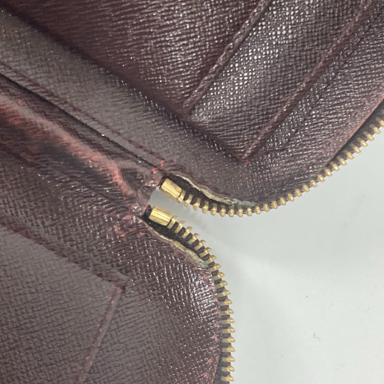 LOUIS VUITTON Long Wallet Purse M30656 Taiga Leather wine-red Taiga Organizer Atoll mens Used Authentic