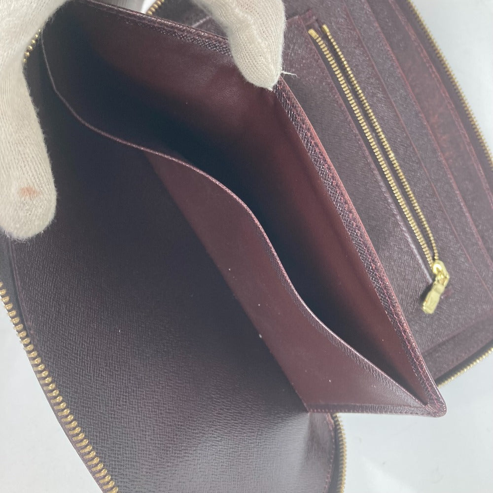 LOUIS VUITTON Long Wallet Purse M30656 Taiga Leather wine-red Taiga Organizer Atoll mens Used Authentic