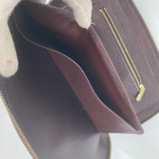LOUIS VUITTON Long Wallet Purse M30656 Taiga Leather wine-red Taiga Organizer Atoll mens Used Authentic