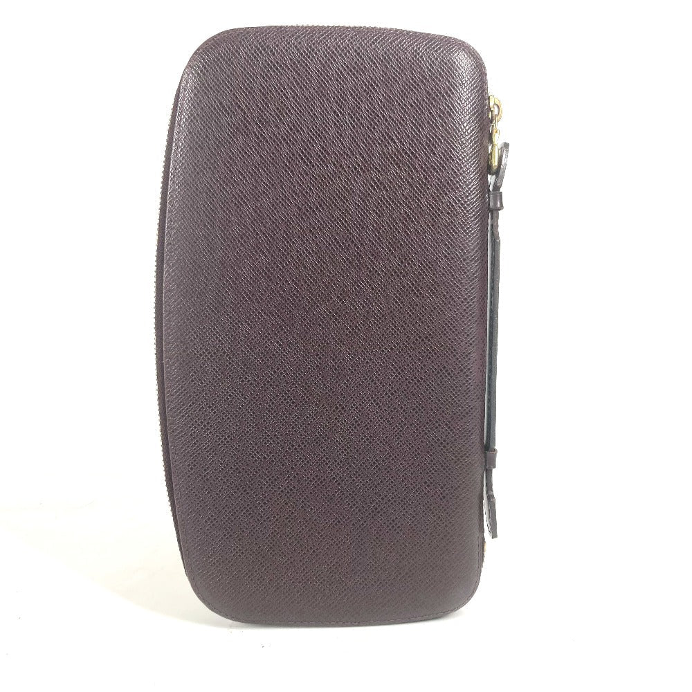LOUIS VUITTON Long Wallet Purse M30656 Taiga Leather wine-red Taiga Organizer Atoll mens Used Authentic