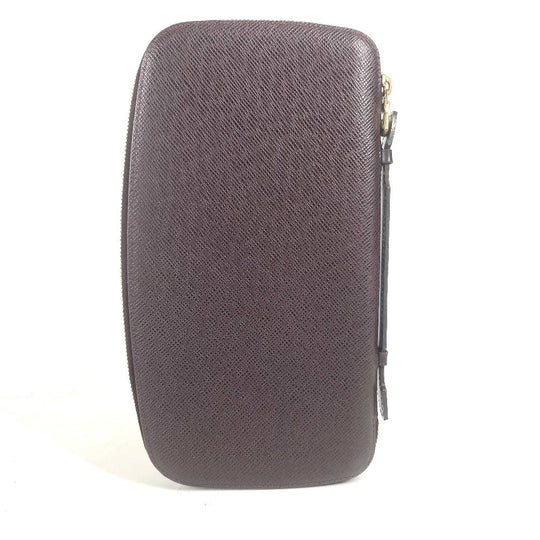 LOUIS VUITTON Long Wallet Purse M30656 Taiga Leather wine-red Taiga Organizer Atoll mens Used Authentic