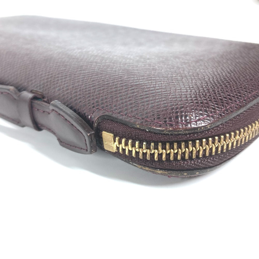 LOUIS VUITTON Long Wallet Purse M30656 Taiga Leather wine-red Taiga Organizer Atoll mens Used Authentic