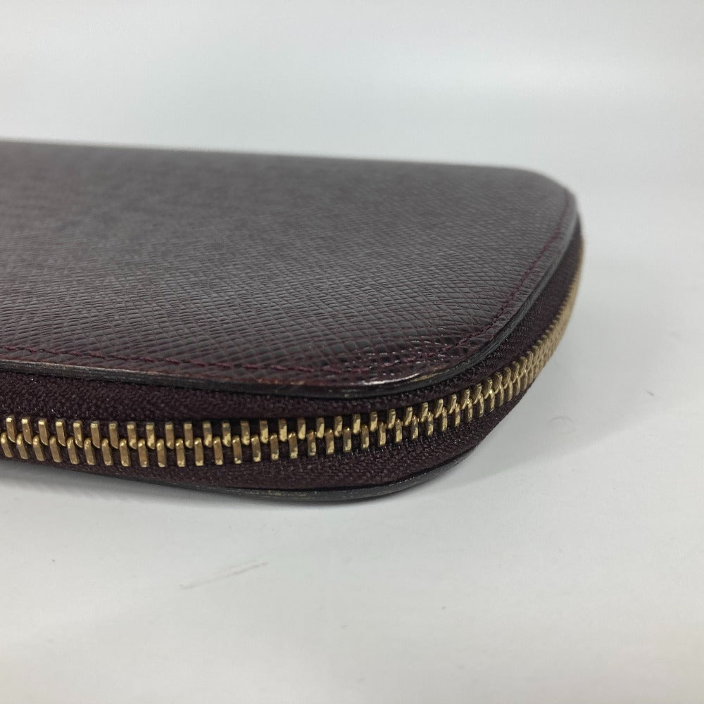 LOUIS VUITTON Long Wallet Purse M30656 Taiga Leather wine-red Taiga Organizer Atoll mens Used Authentic