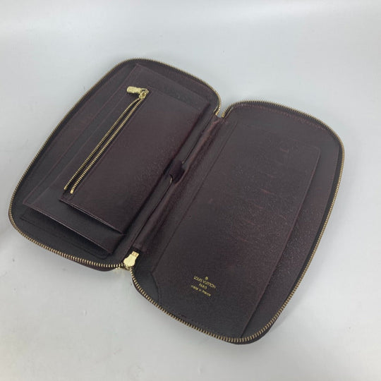 LOUIS VUITTON Long Wallet Purse M30656 Taiga Leather wine-red Taiga Organizer Atoll mens Used Authentic