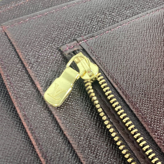 LOUIS VUITTON Long Wallet Purse M30656 Taiga Leather wine-red Taiga Organizer Atoll mens Used Authentic
