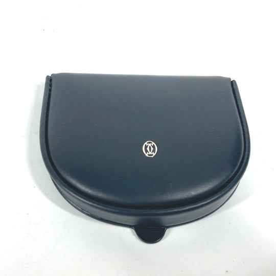 CARTIER Coin case leather black Must Line logo mens Used Authentic