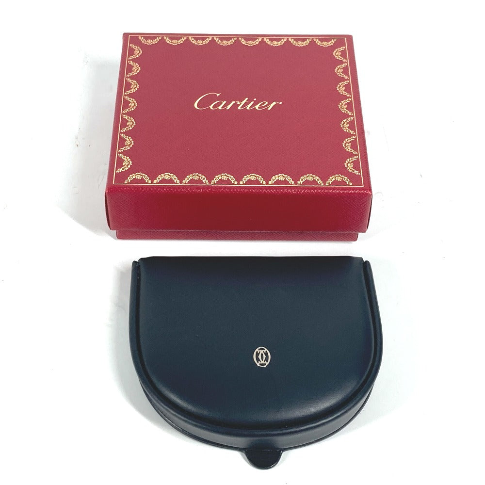 CARTIER Coin case leather black Must Line logo mens Used Authentic