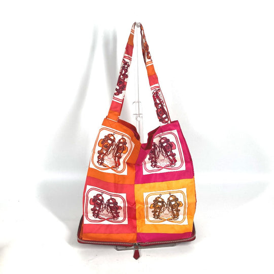 HERMES Handbag Buffel skipper Red Bags Eco Bags Folding Silky pop Women Secondhand Authentic