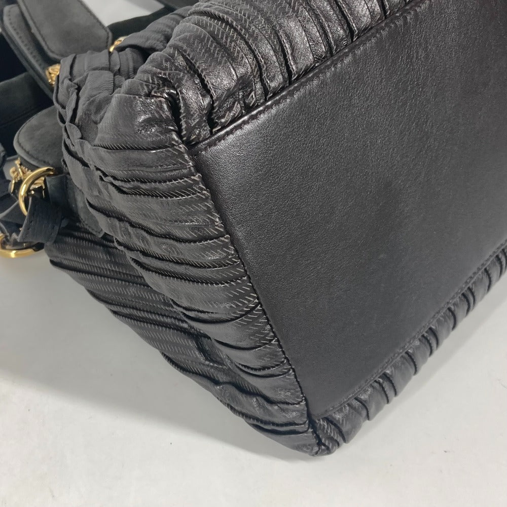 BVLGARI Shoulder Bag leather Dark brown type Leoni Women Used Authentic