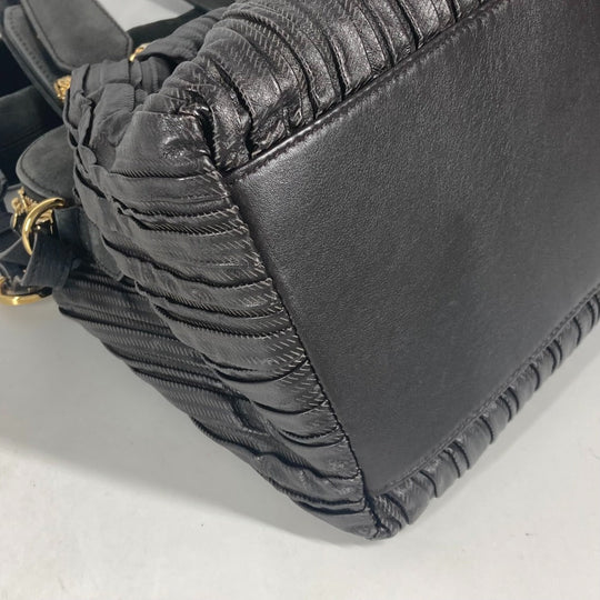 BVLGARI Shoulder Bag leather Dark brown type Leoni Women Used Authentic