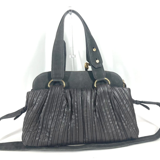 BVLGARI Shoulder Bag leather Dark brown type Leoni Women Used Authentic