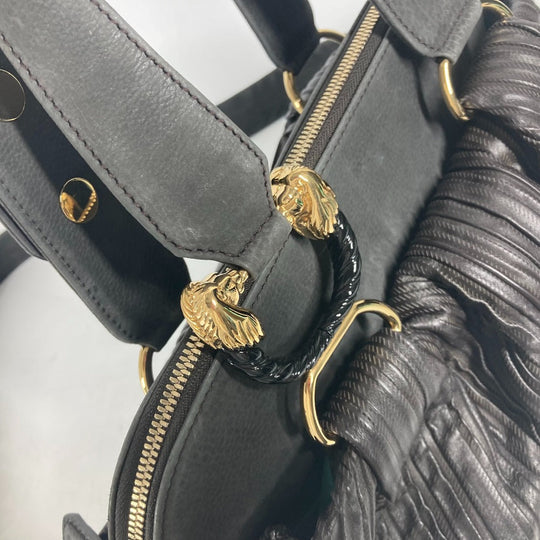 BVLGARI Shoulder Bag leather Dark brown type Leoni Women Used Authentic