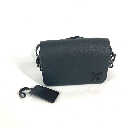 LOUIS VUITTON Shoulder Bag M82085 Cowhide leather black LV Aerogram Fastline Wearable Wallet mens Used Authentic