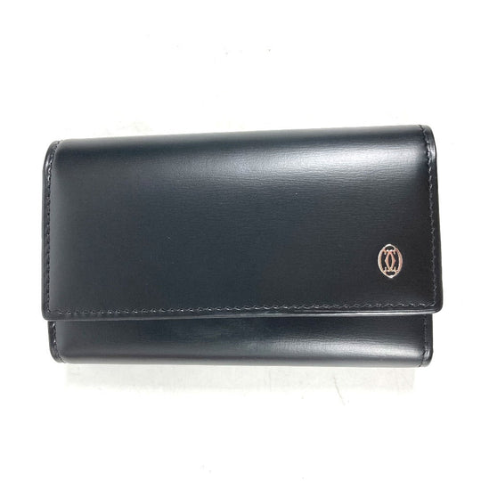 CARTIER Key case Key holder  leather black Pasha 6 rows Women Used Authentic