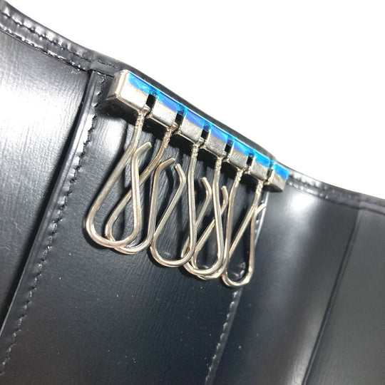 CARTIER Key case Key holder  leather black Pasha 6 rows Women Used Authentic