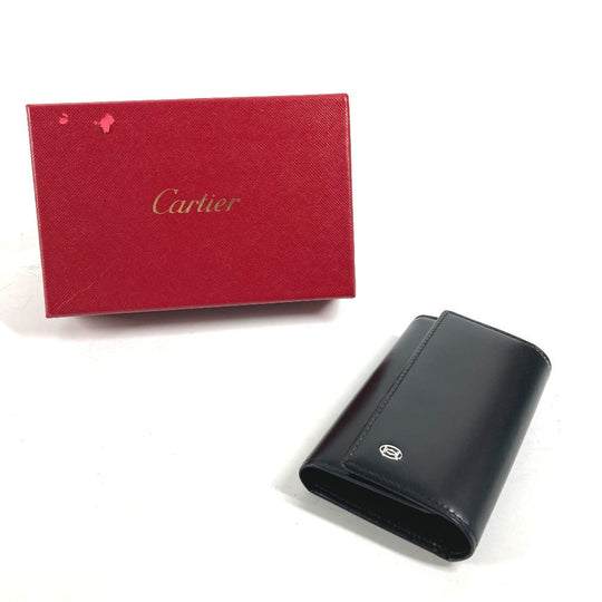 CARTIER Key case Key holder  leather black Pasha 6 rows Women Used Authentic