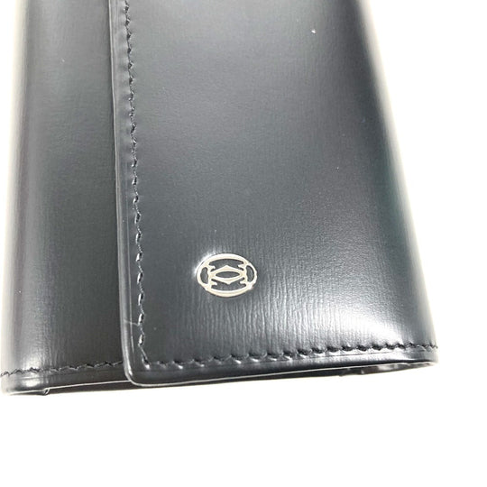 CARTIER Key case Key holder  leather black Pasha 6 rows Women Used Authentic