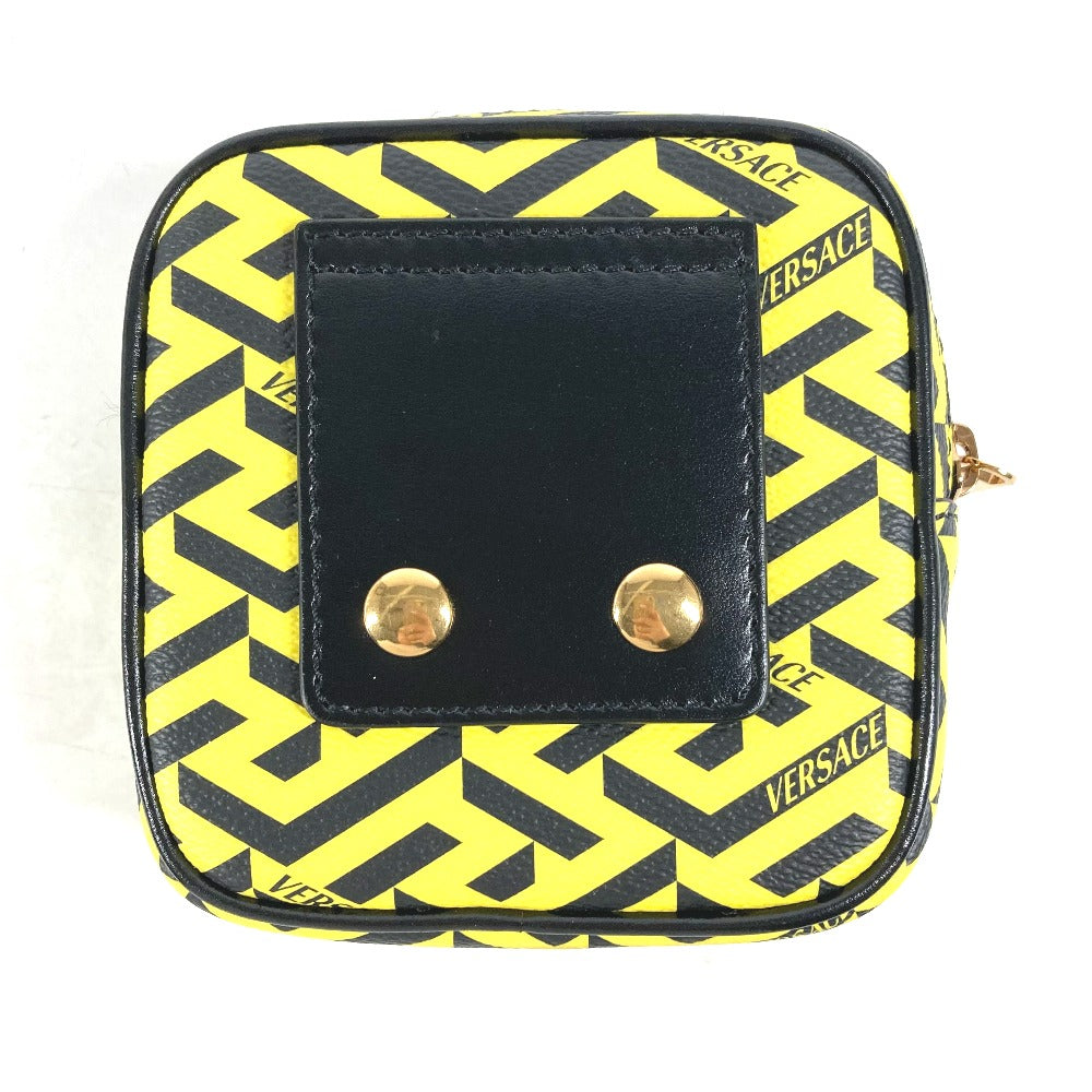 VERSACE Pouch leather yellow Total logo Lagreca Sculler Women Used Authentic