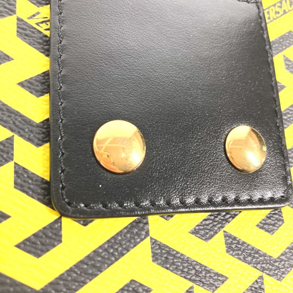 VERSACE Pouch leather yellow Total logo Lagreca Sculler Women Used Authentic