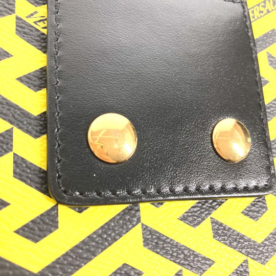 VERSACE Pouch leather yellow Total logo Lagreca Sculler Women Used Authentic