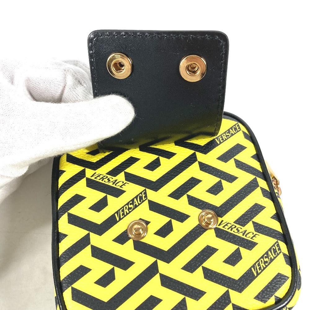 VERSACE Pouch leather yellow Total logo Lagreca Sculler Women Used Authentic