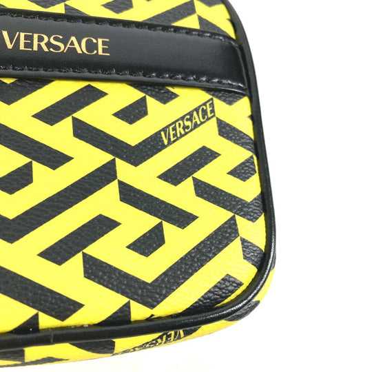 VERSACE Pouch leather yellow Total logo Lagreca Sculler Women Used Authentic