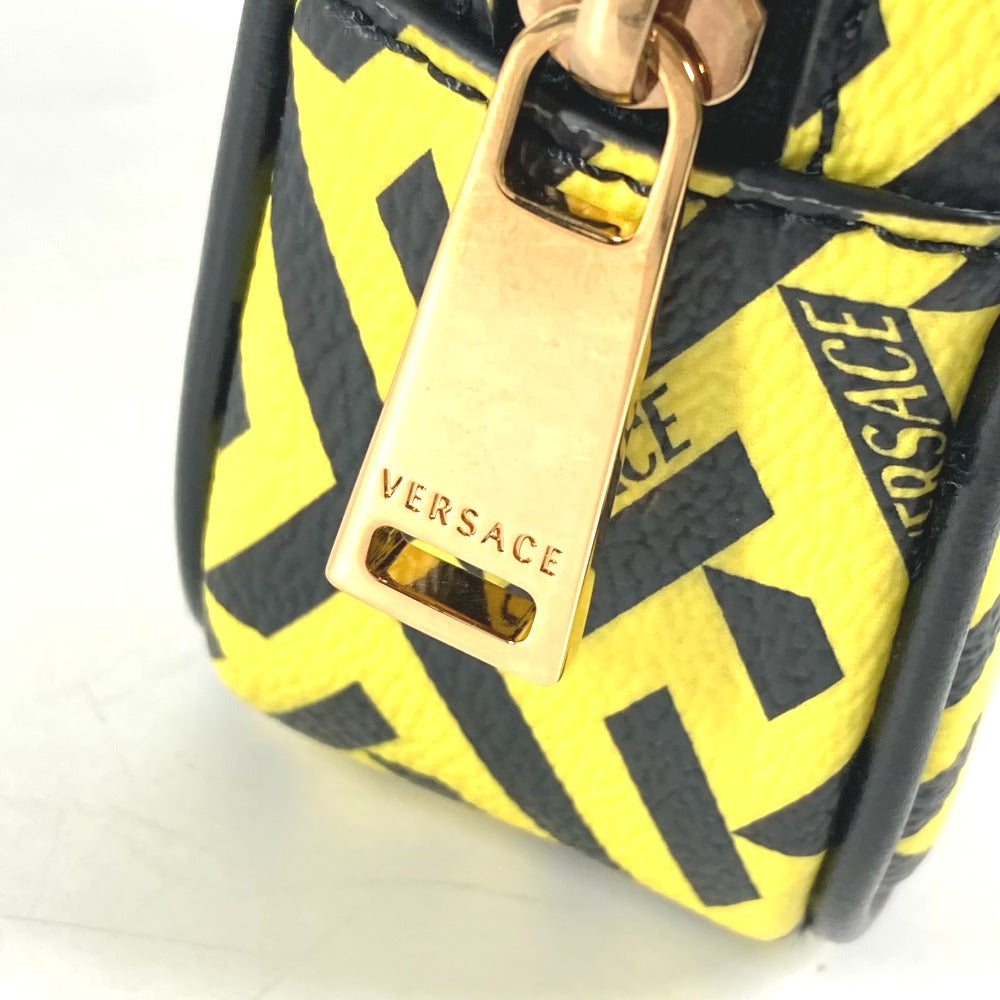 VERSACE Pouch leather yellow Total logo Lagreca Sculler Women Used Authentic