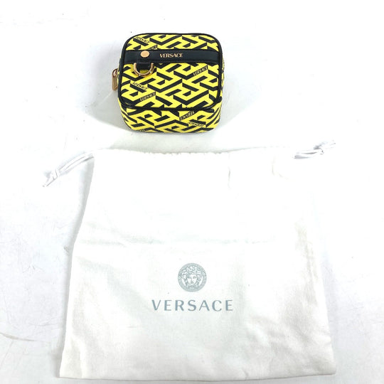 VERSACE Pouch leather yellow Total logo Lagreca Sculler Women Used Authentic