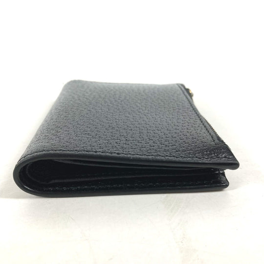 GUCCI Folded wallet 760223 leather black Double G Long Wallet Women Used Authentic