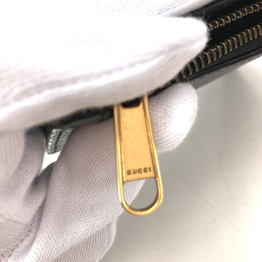 GUCCI Folded wallet 760223 leather black Double G Long Wallet Women Used Authentic