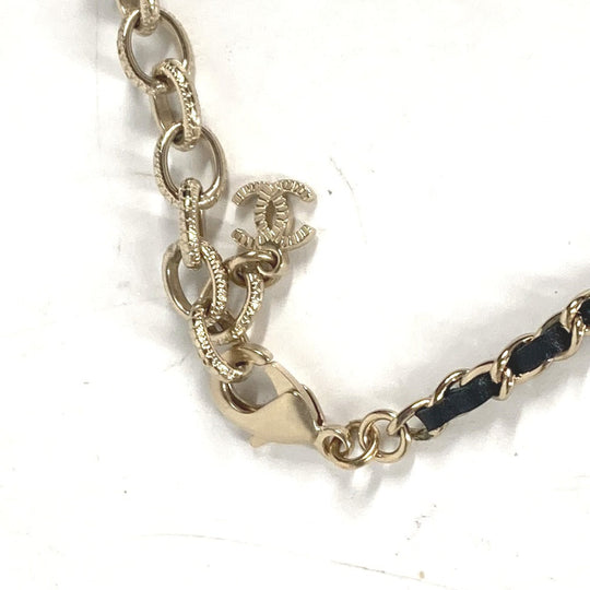 CHANEL Necklace AB9152 metal black A22 CC COCO Mark Rhinestone Choker Women Used Authentic