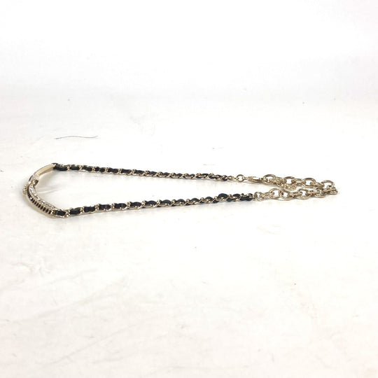 CHANEL Necklace AB9152 metal black A22 CC COCO Mark Rhinestone Choker Women Used Authentic