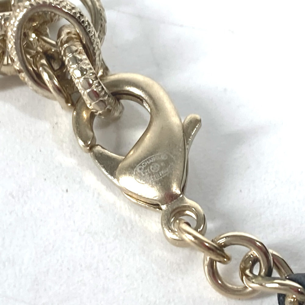 CHANEL Necklace AB9152 metal black A22 CC COCO Mark Rhinestone Choker Women Used Authentic