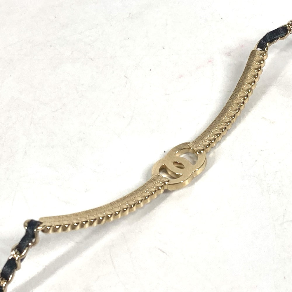 CHANEL Necklace AB9152 metal black A22 CC COCO Mark Rhinestone Choker Women Used Authentic