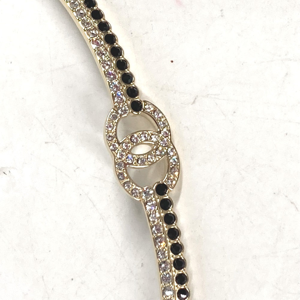 CHANEL Necklace AB9152 metal black A22 CC COCO Mark Rhinestone Choker Women Used Authentic