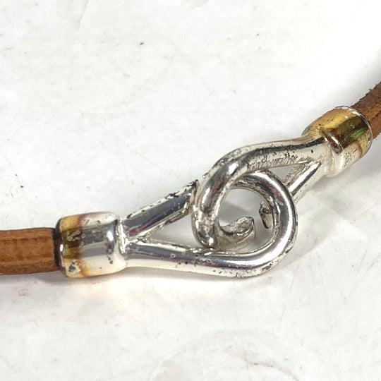HERMES Necklace leather Silver animal Zebra Choker Women Used Authentic